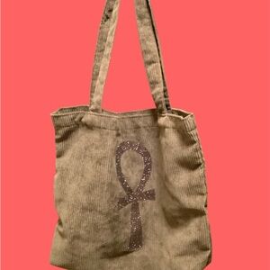 Corduroy Tote Bag with Venus Symbol on one side, MAMOMA on the other side. NEW